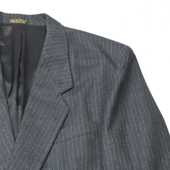Vtg Foreman & Clark 40R Gray Stripe Flannel Mens‎ Sport Coat Suit Jacket - Picture 2 of 12